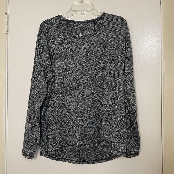 Lululemon space dye black long sleeve keyhole back shirt size 10 - Picture 1 of 3